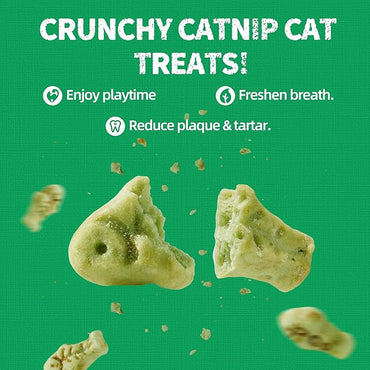 JUSTTRY Catnip Cat Treats | Chicken-Flavored Training Biscuits | Dental & Hairball Support | 13.4oz