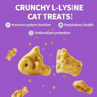 Just Try 13.4oz Lysine Cat Treats Natural Salmon Flavor Daily Wellness Dental Biscuits for Cats Kittens