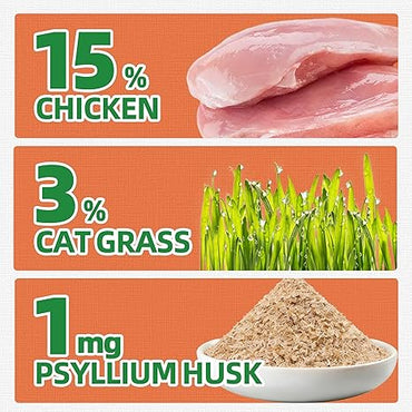 Just Try 16 oz Hairball Support Cat Treats, Chicken Flavor Healthy Cat Snacks, Daily Training Biscuits for Cats