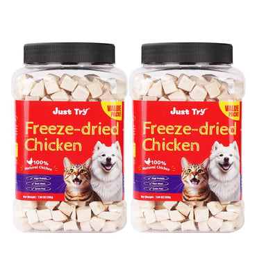 JUSTTRY Freeze-Dried Chicken Treats – High-Protein, Grain-Free Dog & Cat Treats for Training & Raw Food, 7.05oz