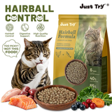 Just Try Hairball Control Cat Food, 5 lb – High-Protein Chicken & Salmon Dry Cat Food with Cat Grass, Pumpkin & PsylliumCat Food