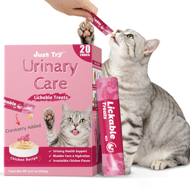 Just Try Urinary Care Lickable Cat Treats – Cranberry Chicken Flavor, 20 TubesCat lickable