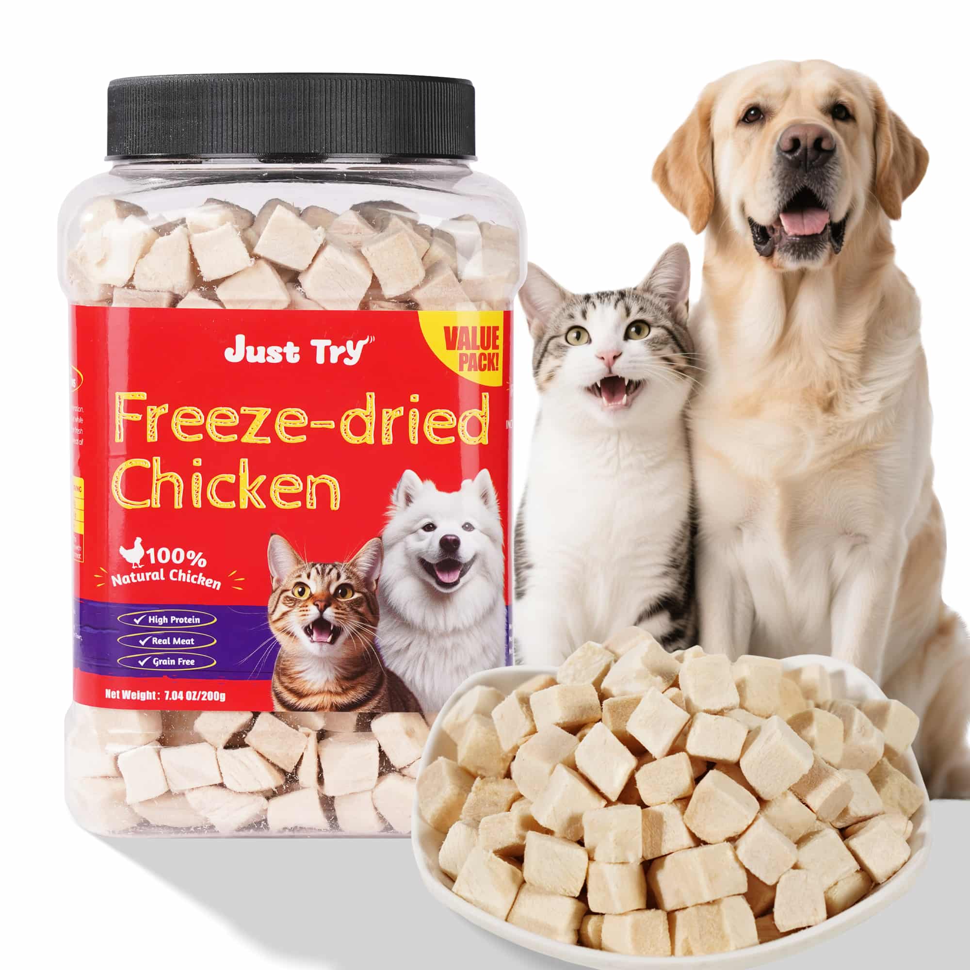 JUSTTRY Freeze-Dried Chicken Treats – High-Protein, Grain-Free Dog