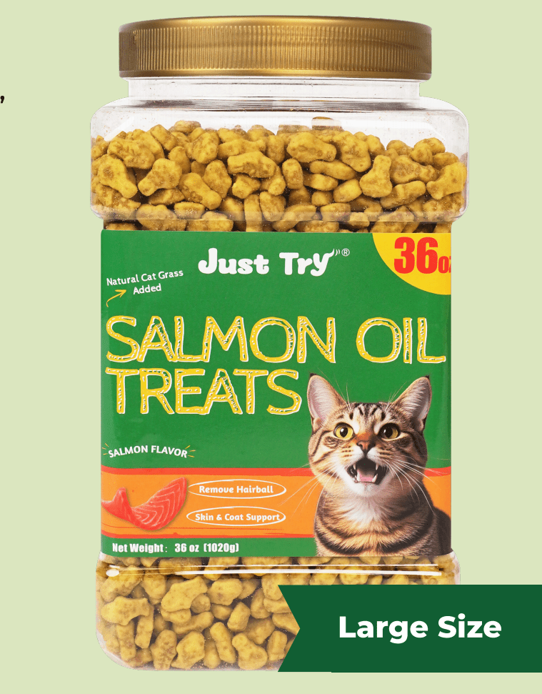 Salmon & Salmon Oil & Cat Grass Cat Treats | Skin & Coat + Digestion Support | Just TryCat Treats