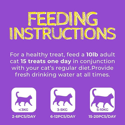 Just Try 13.4oz Lysine Cat Treats Natural Salmon Flavor Daily Wellness Dental Biscuits for Cats Kittens