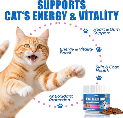JUSTTRY CoQ10 Heart Support Bites – Chicken-Flavored Chews with CoQ10 & Taurine for Cats, 300 Count