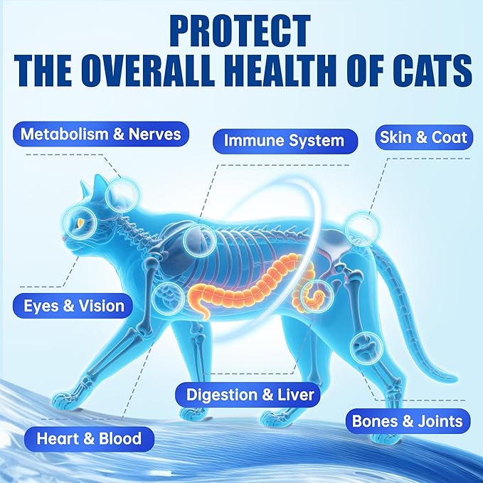 JUSTTRY Cat Multivitamin Bites – 300 Bites, Taurine, Lysine & Omega-3 Fish Oil Daily Supplements for Immune, Skin, Coat & Heart Support, 6.35oz