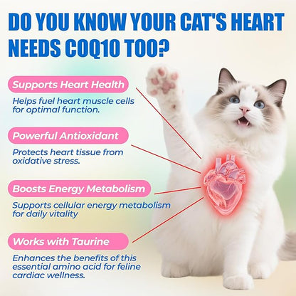 JUSTTRY CoQ10 Heart Support Bites – Chicken-Flavored Chews with CoQ10 & Taurine for Cats, 300 Count