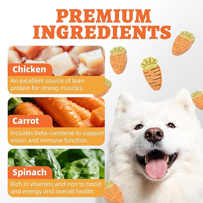 Just Try 10.58oz Baked Carrot Dog Biscuits Chicken Flavor with Carrot & Broccoli Healthy Training Treats for Dogs