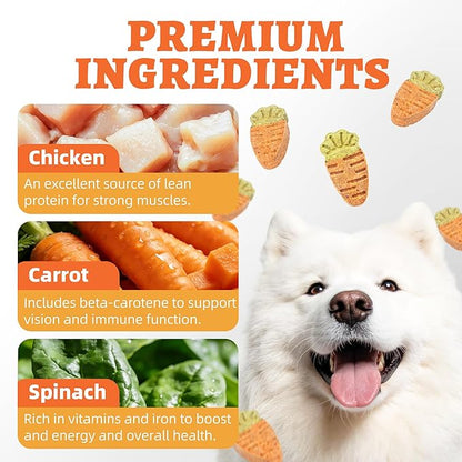 Just Try 10.58oz Baked Carrot Dog Biscuits Chicken Flavor with Carrot & Broccoli Healthy Training Treats for Dogs