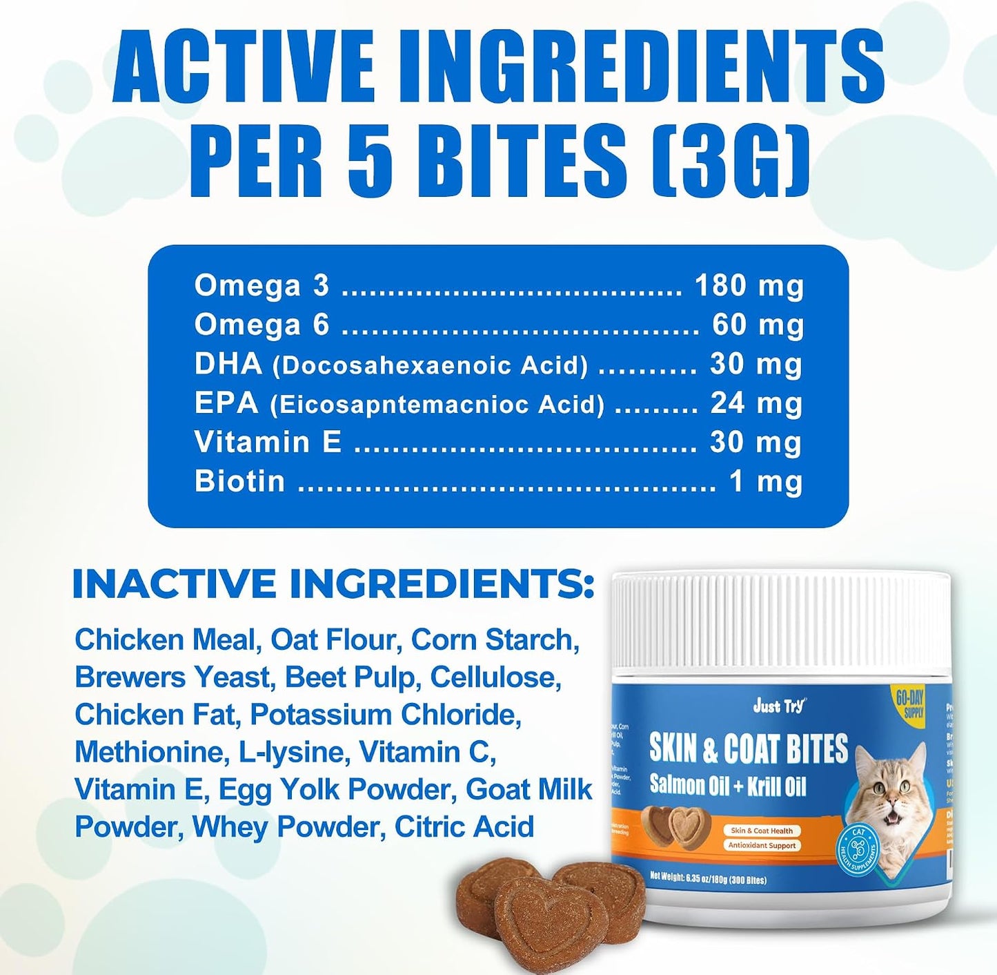 Cat Skin & Coat Chews for Healthy Skin & Shedding Control | Just TryCat Supplements