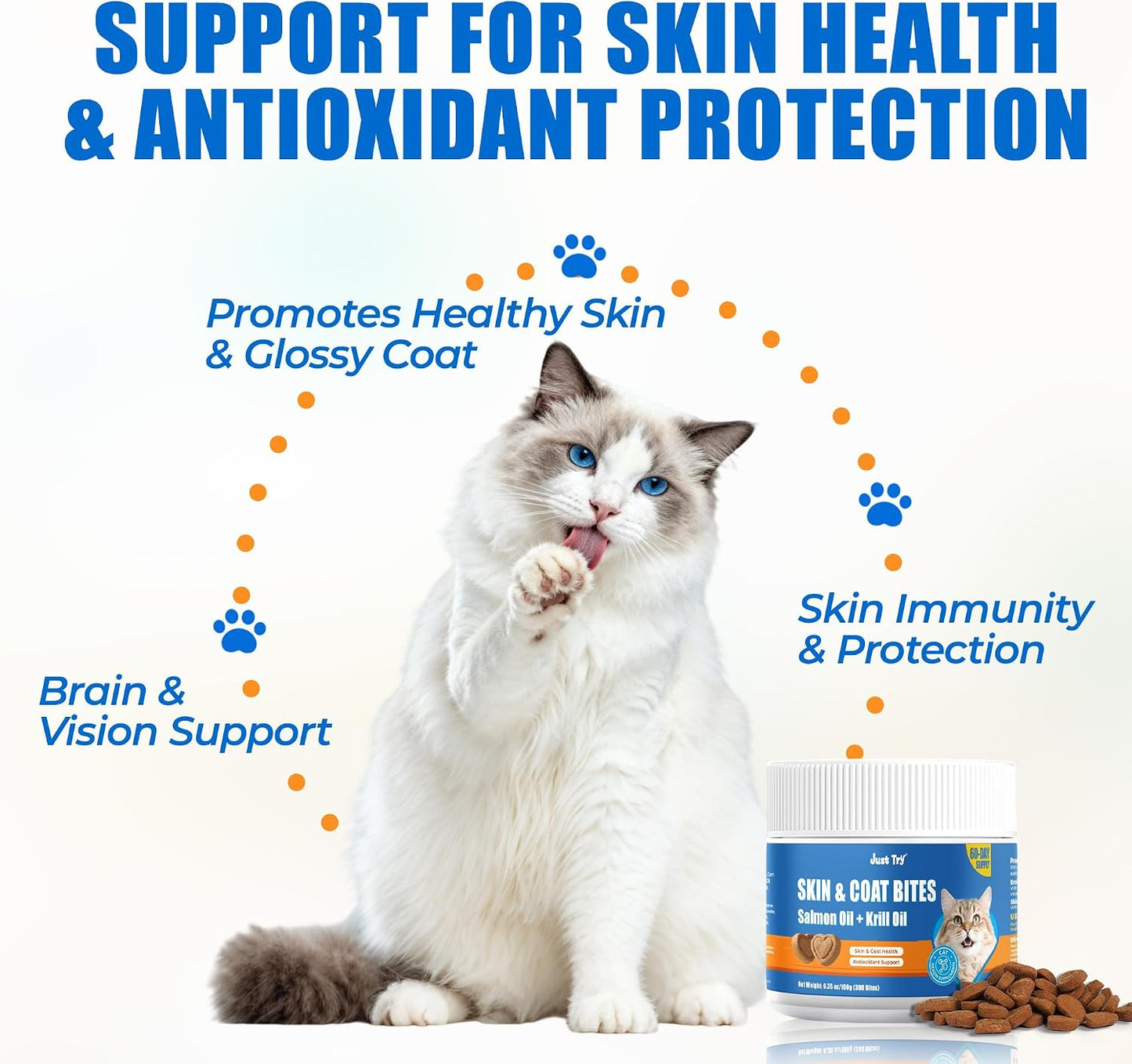 Cat Skin & Coat Chews for Healthy Skin & Shedding Control | Just TryCat Supplements