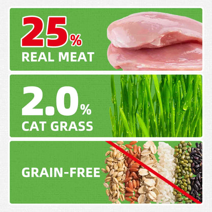JUSTTRY Cat Grass & Chicken Cat Treats, High Protein Indoor Cat Snacks for Training & Daily Enjoyment, 16oz