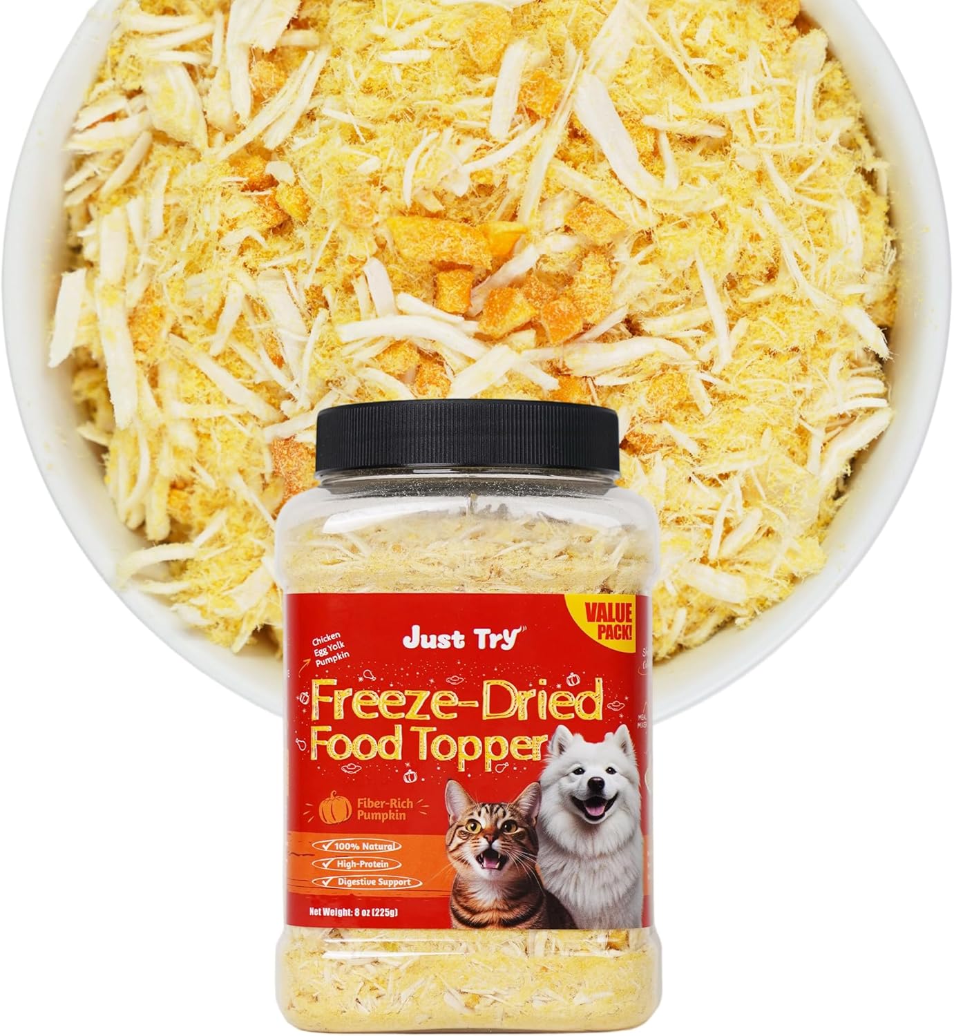 Freeze-Dried Pumpkin Food Topper for Dogs & Cats | Digestive Fiber SupportCat Dog topper