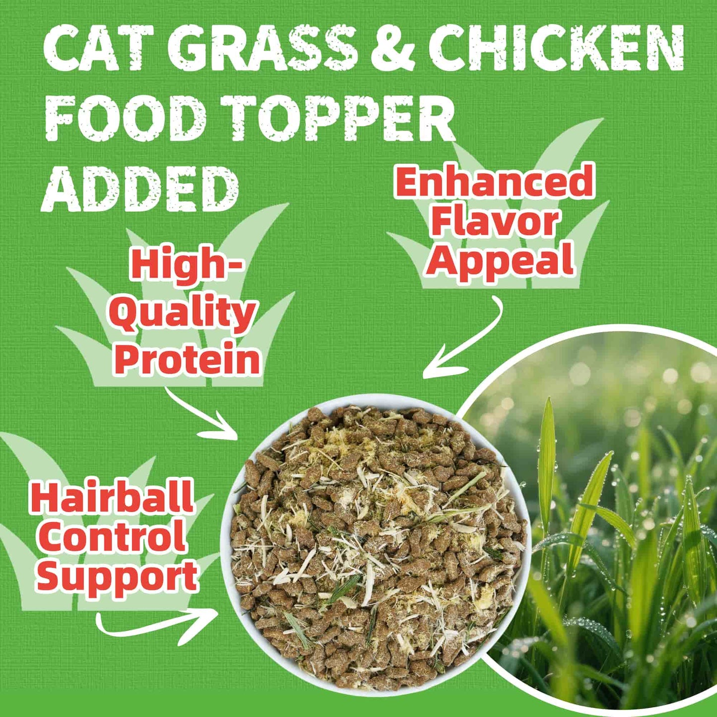 JUSTTRY Cat Grass & Chicken Cat Treats, High Protein Indoor Cat Snacks for Training & Daily Enjoyment, 16oz