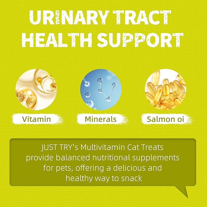 Just Try 13.4oz Cat Multivitamin Crunchy Chews - Daily Supplement for Immune, Joint, Skin & Coat, Digestion SupportJust Try