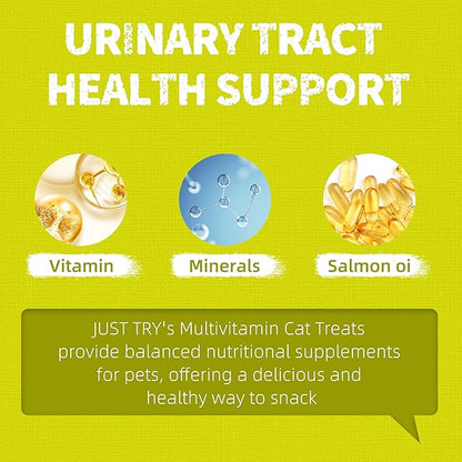 Just Try 13.4oz Cat Multivitamin Crunchy Chews - Daily Supplement for Immune, Joint, Skin & Coat, Digestion SupportJust Try