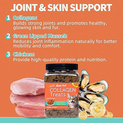 Just Try Collagen Cat Treats for Skin & Joint Health | Training BiscuitsCat Treats