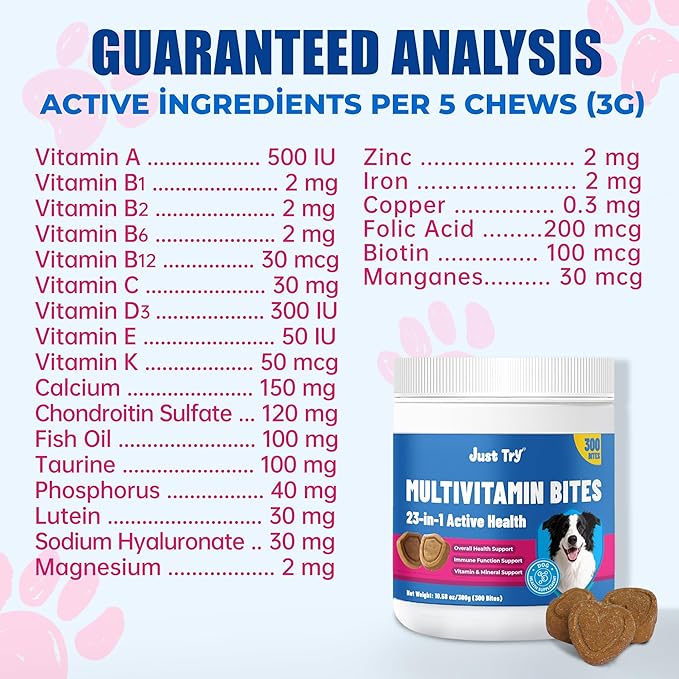 Just Try Dog Multivitamin Chews | Joint & Skin SupportJust Try