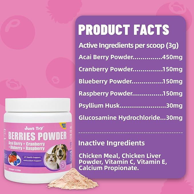 Just Try Cranberry Powder for Dogs & Cats | Urinary Tract Support SupplementCat Treats