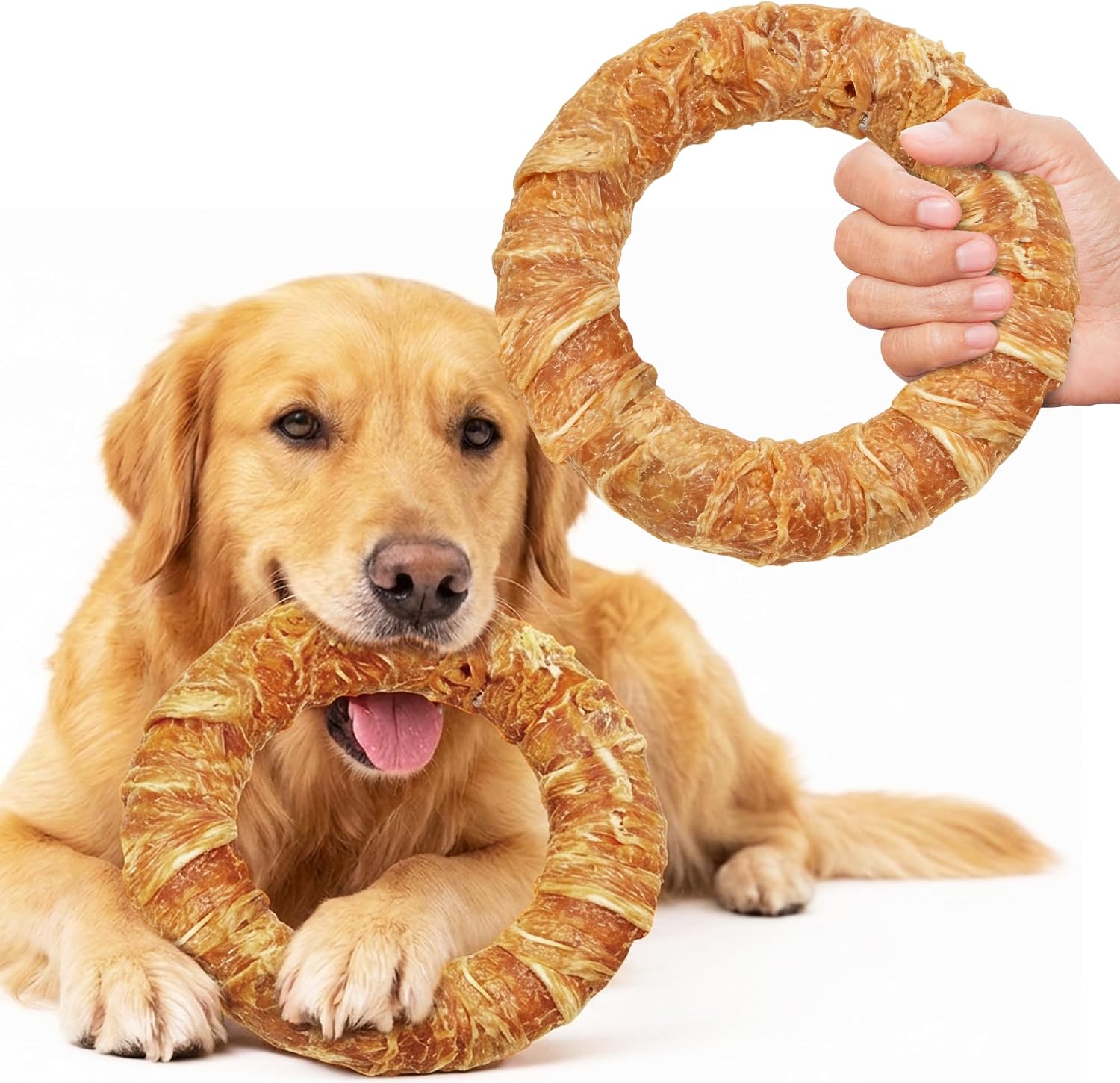 Just Try 7.87" Dog Donut | Chicken Wrapped Rawhide Ring Chew for Medium & Large DogsDogs Chews Sticks