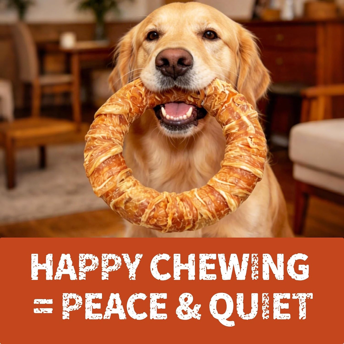 Just Try 7.87" Dog Donut | Chicken Wrapped Rawhide Ring Chew for Medium & Large DogsDogs Chews Sticks