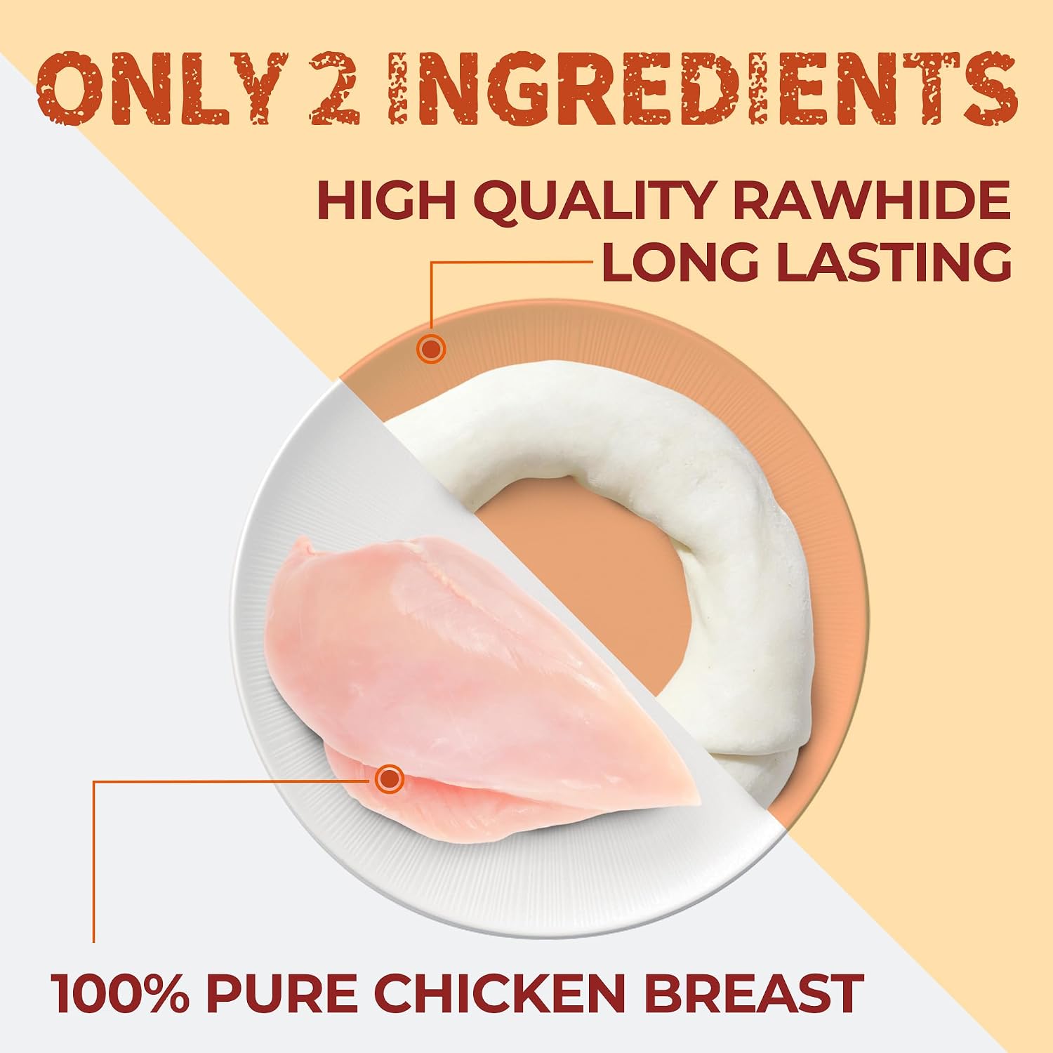 Just Try 7.87" Dog Donut | Chicken Wrapped Rawhide Ring Chew for Medium & Large DogsDogs Chews Sticks