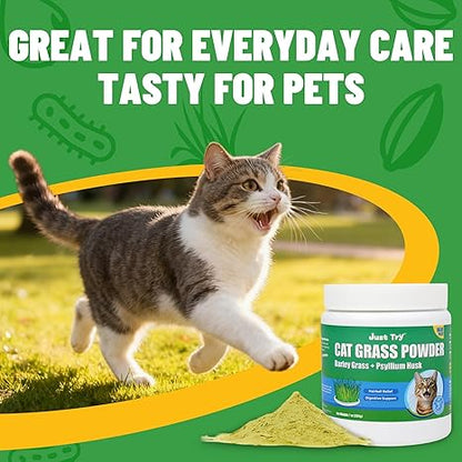 Just Try Cat Grass Powder for Cats | Hairball & Digestive Support SupplementJust Try