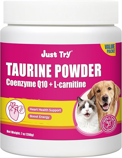 Just Try Taurine CoQ10 Cat & Dog Supplement | Heart & Immune Support Daily PowderJust Try