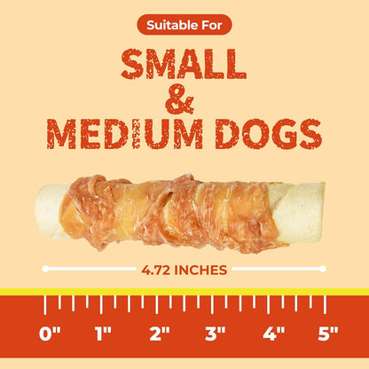 Just Try Beefhide Stick 4.72" | Chicken Wrapped Rawhide Dog Chews for Small & Medium DogsDogs Chews Sticks