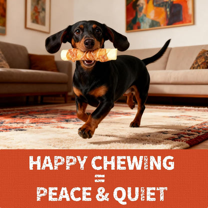 Just Try Beefhide Stick 4.72" | Chicken Wrapped Rawhide Dog Chews for Small & Medium DogsDogs Chews Sticks