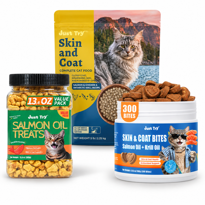 Just Try Cat Hairball Care Bundle – Cat Grass Treats with Hairball Control Food or Daily Hairball Support