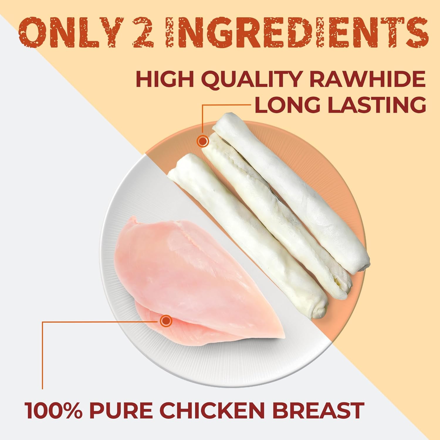 Just Try Chicken Wrapped Rawhide Dog Chew Sticks 10.6" | Long Lasting Dental Chews for DogsDogs Chews Sticks