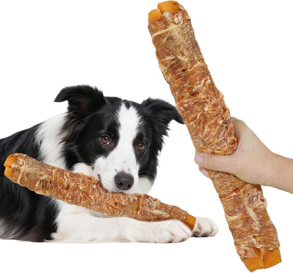 Just Try Chicken Wrapped Rawhide Dog Chew Sticks 10.6" | Long Lasting Dental Chews for DogsDogs Chews Sticks
