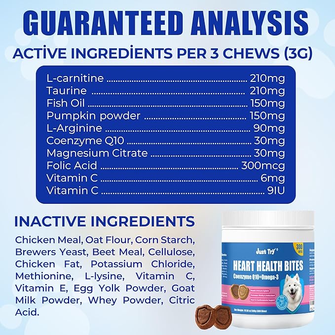 Just Try CoQ10 Dog Heart Health Chews | Taurine SupportJust Try