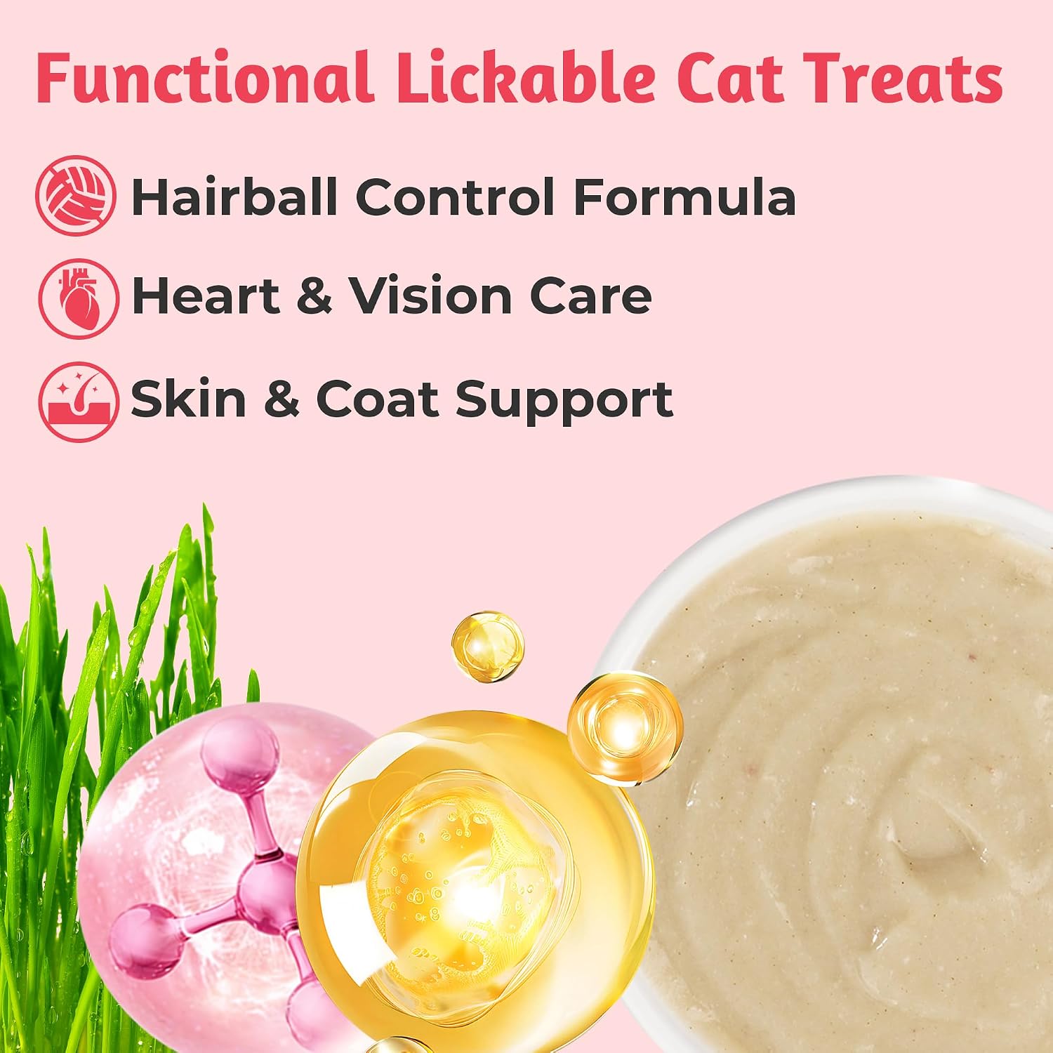 Just Try Lickable Cat Treats Variety Pack – Taurine & Vitamin E Cat Snack with Cat Grass & Omega 3Cat lickable