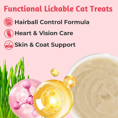 Just Try Lickable Cat Treats Variety Pack – Taurine & Vitamin E Cat Snack with Cat Grass & Omega 3Cat lickable
