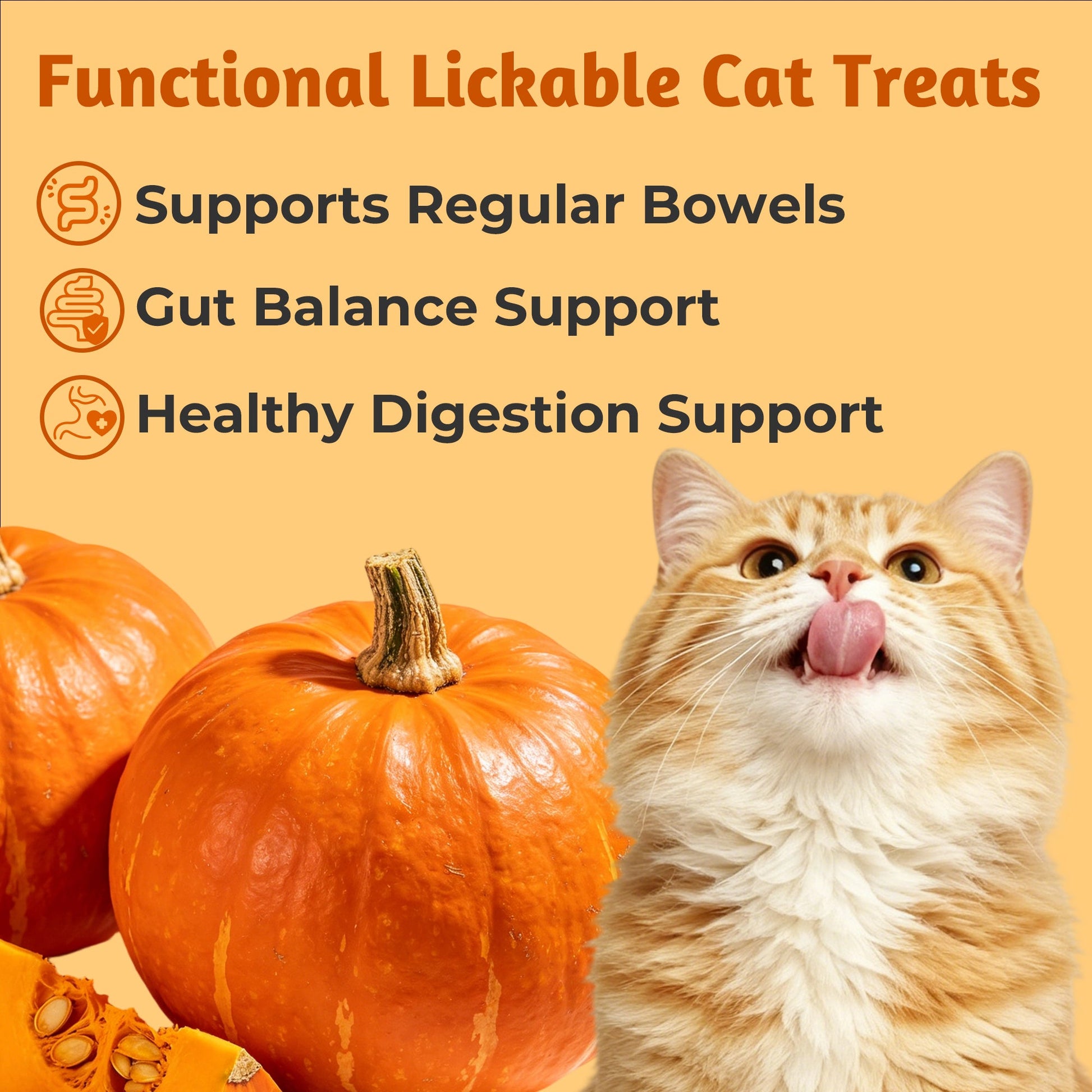 Just Try Pumpkin Lickable Cat Treats – Digestive Care, Taurine & FOS, 20 TubesCat lickable