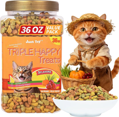 Just Try Triple Happy Crunchy Cat Treats Variety Pack – 3 Flavors, 36 ozCat Treats