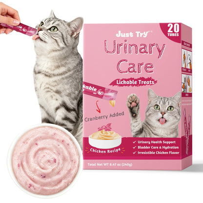 Just Try Urinary Care Lickable Cat Treats – Cranberry Chicken Flavor, 20 TubesCat lickable