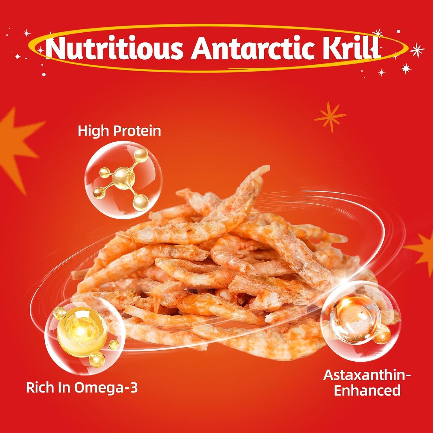 JUSTTRY Antarctic Krill Freeze-Dried Food Topper – Chicken, Egg Yolk, Antarctic Krill, High Protein & Low Fat Cat Treats for Dogs & Cats, 8ozCat Dog Freeze-dried