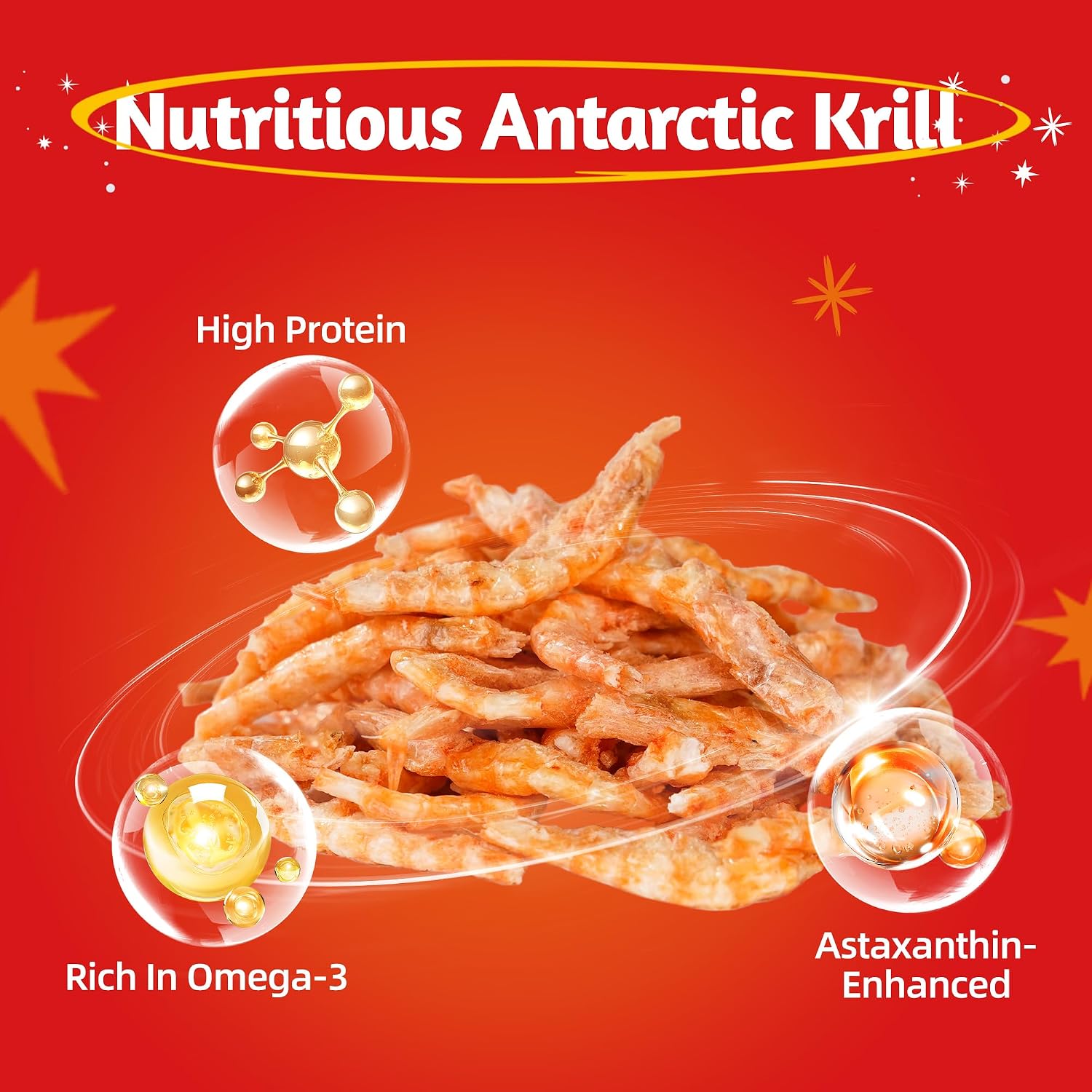 JUSTTRY Antarctic Krill Freeze-Dried Food Topper – Chicken, Egg Yolk, Antarctic Krill, High Protein & Low Fat Cat Treats for Dogs & Cats, 8ozCat Dog Freeze-dried