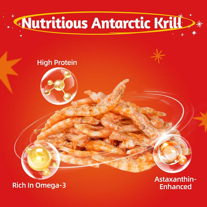 JUSTTRY Antarctic Krill Freeze-Dried Food Topper – Chicken, Egg Yolk, Antarctic Krill, High Protein & Low Fat Cat Treats for Dogs & Cats, 8ozCat Dog Freeze-dried