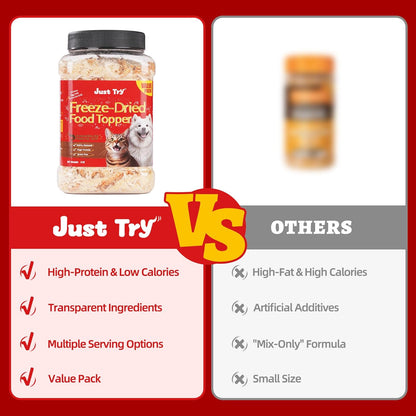 JUSTTRY Antarctic Krill Freeze-Dried Food Topper – Chicken, Egg Yolk, Antarctic Krill, High Protein & Low Fat Cat Treats for Dogs & Cats, 8ozCat Dog Freeze-dried