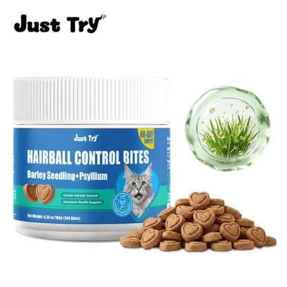 JUSTTRY Cat Grass Bites with Chicken, Pumpkin & Omega-3 – Digestive Support, 300 BitesCat Supplements