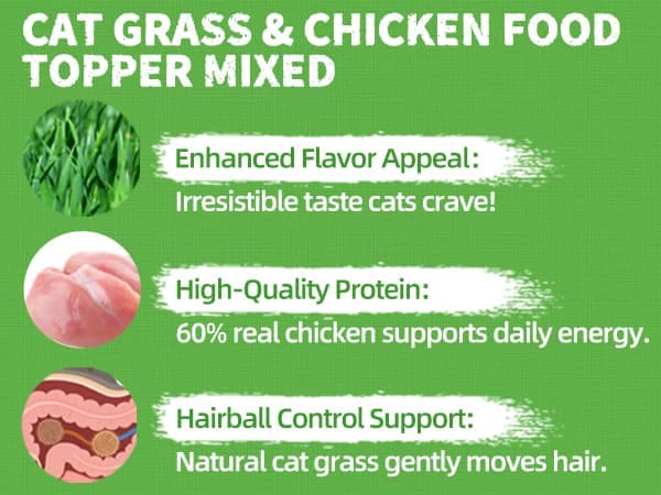 JUSTTRY Cat Grass & Chicken Cat Treats, High Protein Indoor Cat Snacks for Training & Daily Enjoyment, 16ozJustTry