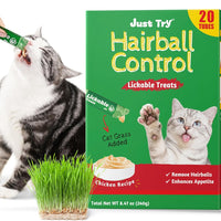 JUSTTRY Cat Grass Lickable Puree Treats – 20 Tubes with Taurine & Vitamin E for Hairball Control, 0.5oz EachCat lickable
