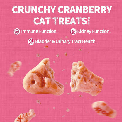JUSTTRY Cranberry Cat Treats –Cranberry & D-Mannose for Urinary Tract Health & Kidney Support，13.4ozCat Treats