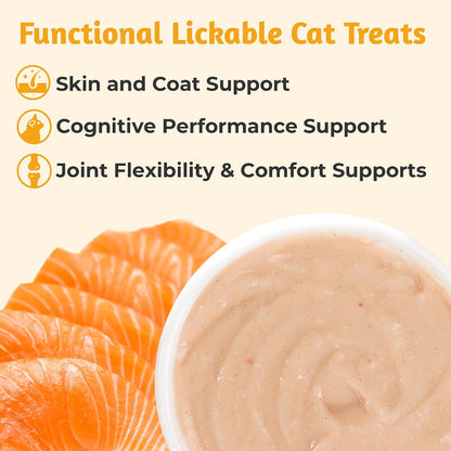 JUSTTRY Fish Oil Lickable Puree Treats – 20 Tubes with Omega Oils, Taurine & Vitamin E for Healthy Skin & Coat, 0.5oz EachCat lickable