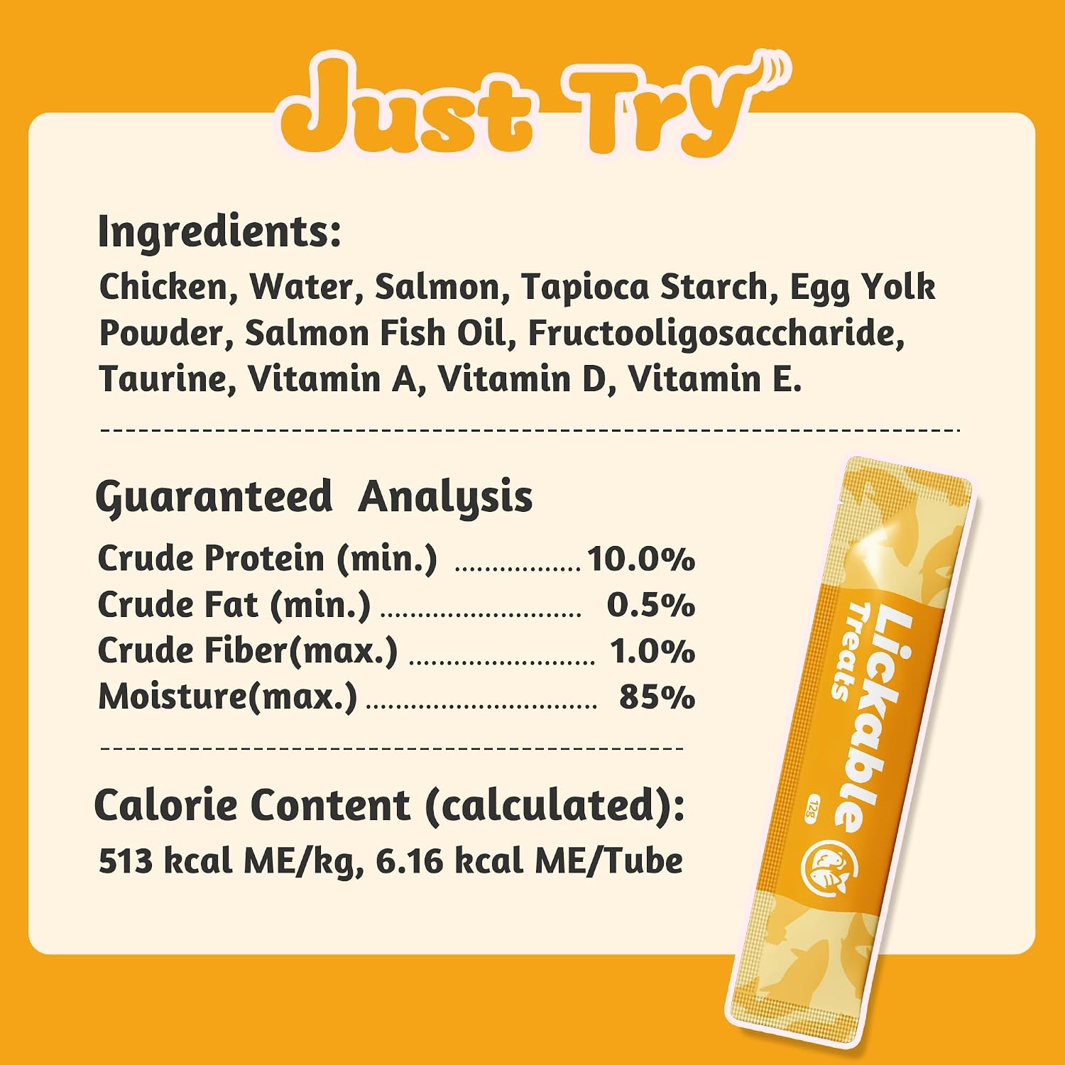 JUSTTRY Fish Oil Lickable Puree Treats – 20 Tubes with Omega Oils, Taurine & Vitamin E for Healthy Skin & Coat, 0.5oz EachCat lickable